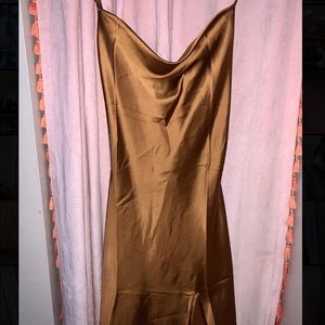 SHEIN Brown Silk Dress